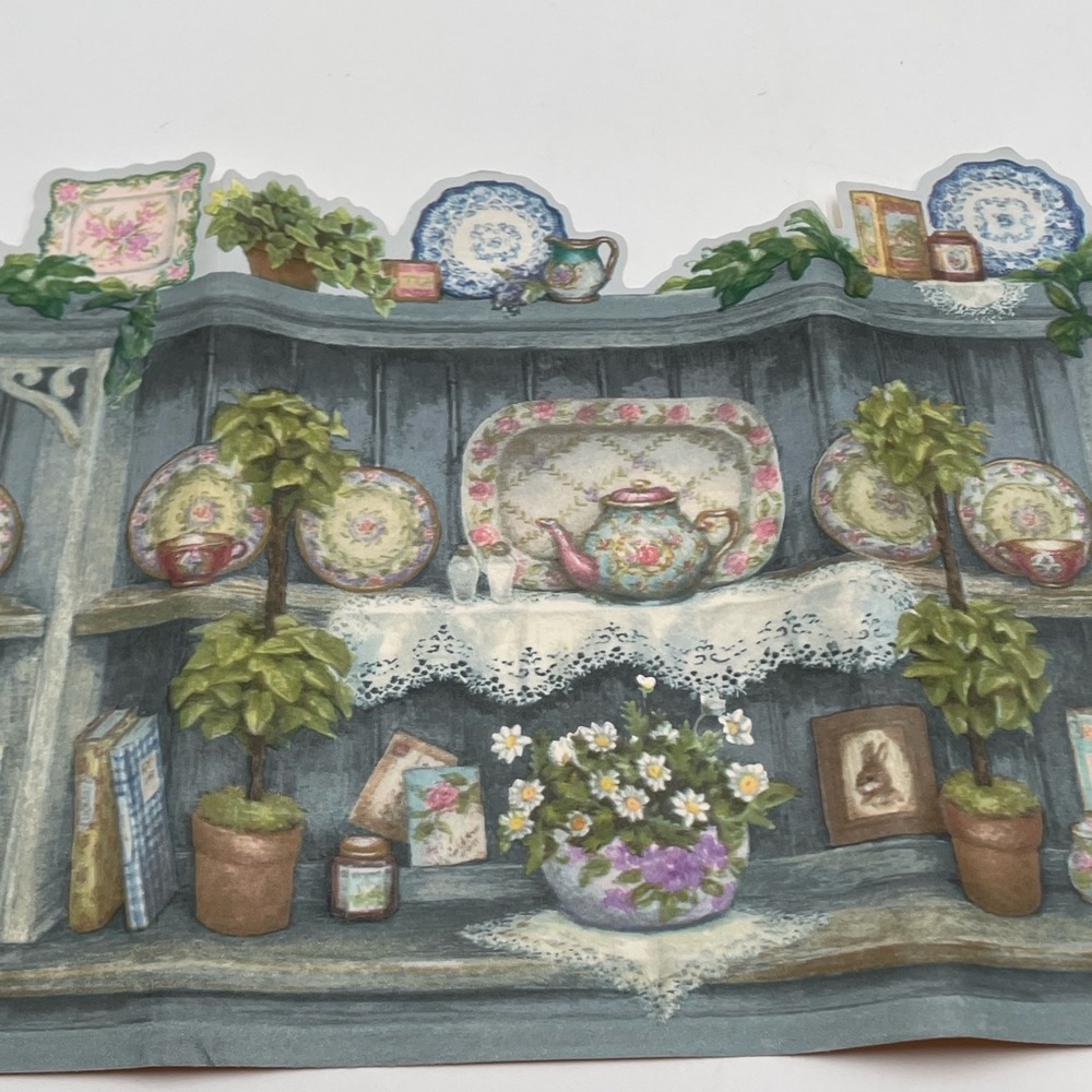 Expressions Blonder Home Wallpaper Border Flowers Cottage China Cupboard